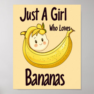 Schattige gewoon een meisje dat houdt van bananen poster