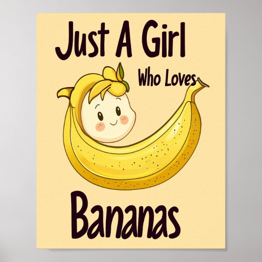 Schattige gewoon een meisje dat houdt van bananen poster (Voorkant)
