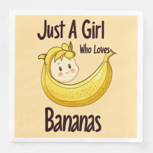 Schattige gewoon een meisje dat houdt van bananen servet