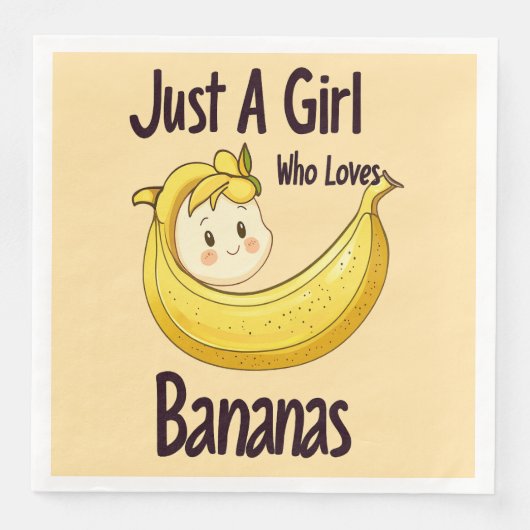 Schattige gewoon een meisje dat houdt van bananen  servet (Voorkant)