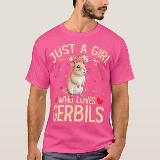 Schattige gewoon een meisje dat van Gerbils Floral T-shirt (Voorkant)