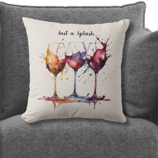 Schattige Gewoon een Splash of Wine Waterverf Kussen