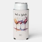 Schattige Gewoon een Splash of Wine Waterverf Seltzer Blikjeskoeler (Seltzer Voorkant)