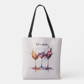 Schattige Gewoon een Splash of Wine Waterverf Tote Bag (Achterkant)