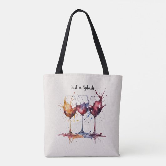 Schattige Gewoon een Splash of Wine Waterverf Tote Bag (Achterkant)