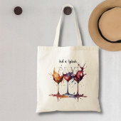 Schattige Gewoon een Splash of Wine Waterverf Tote Bag