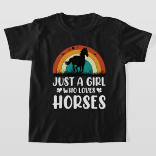 Schattige gewoon meisje houdt van paarden woordkun t-shirt