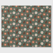 Schattige gezellig bos met bloemetjes paddenstoel  cadeaupapier (Vlak)