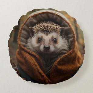Schattige gezellig egel herfstseizoen rond kussen