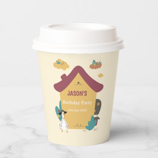 Schattige Gezellig Huis Kinderen Verjaardagsfeestj Papieren Bekers (Voorkant)