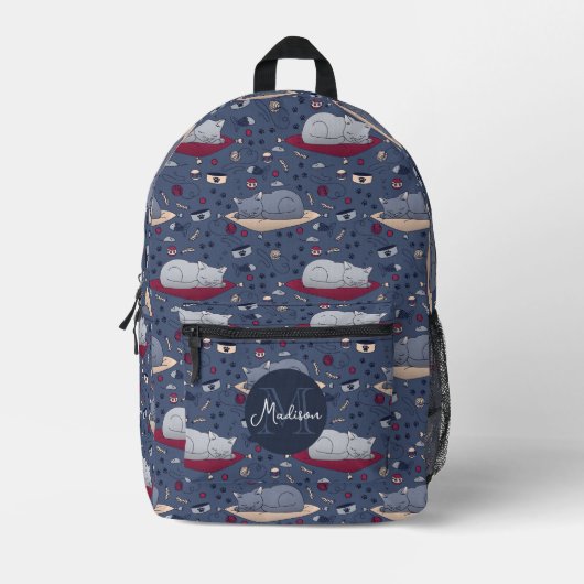 Schattige & Gezellig Sleepy Cat Dreams Patroon & M Bedrukte Rugzak (Voorkant)