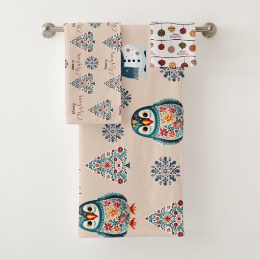 Schattige gezellig Whimsical Scandinavisch Bad Handdoek (Insitu)