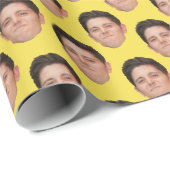 Schattige gezicht of huisdier foto geel cadeaupapi cadeaupapier (Rol Hoek)