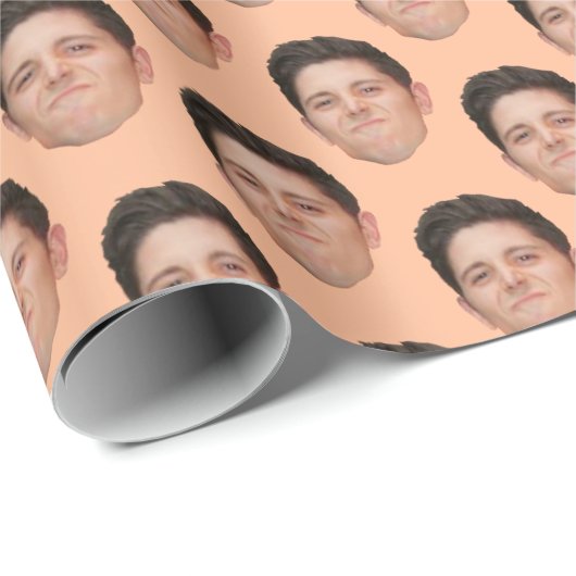 Schattige Gezicht of Pet Photo Peach cadeaupapier (Rol Hoek)