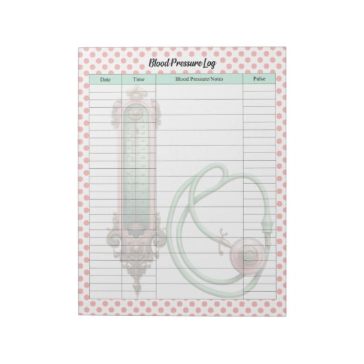 Schattige  Gezondheidszorg Bloeddruk Log Notitieblok (Linkerzijde)