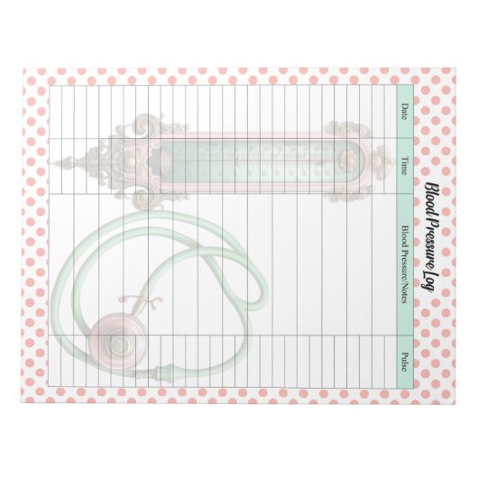 Schattige  Gezondheidszorg Bloeddruk Log Notitieblok (Voorkant)