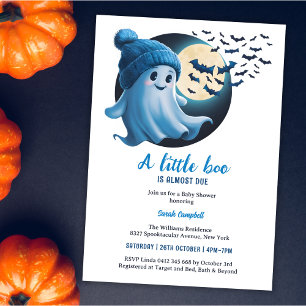 Schattige Ghost A Little Boo Halloween Boy Baby sh Kaart