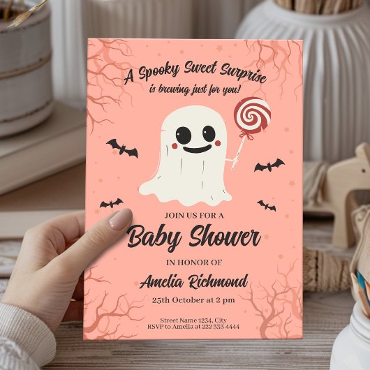 Schattige Ghost Baby shower Kaart Spooky Sweet Hal