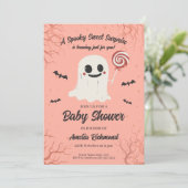 Schattige Ghost Baby shower Kaart Spooky Sweet Hal (Staand voorkant)