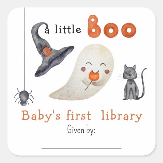 Schattige Ghost - Baby's eerste bibliotheek Vierkante Sticker (Voorkant)