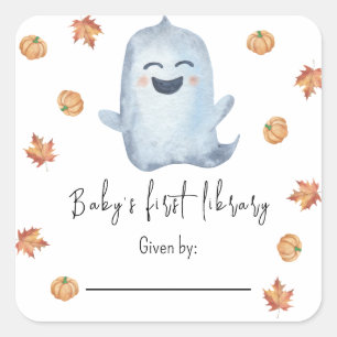 Schattige Ghost - Baby's eerste bibliotheek Vierkante Sticker