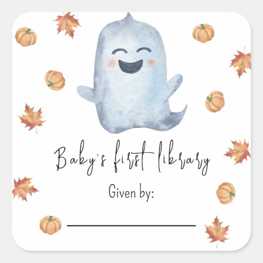 Schattige Ghost - Baby's eerste bibliotheek Vierkante Sticker (Voorkant)