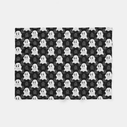 Schattige Ghost Blob zwart wit print ontwerppatroo Fleece Deken (Voorkant (Horizontaal))