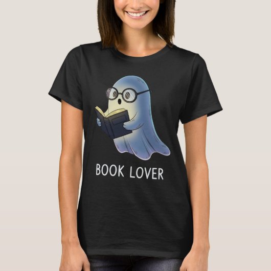 Schattige Ghost Book Lover T-shirt | Grappige Nerd (Voorkant)