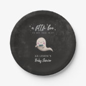 Schattige Ghost Bow Stropdas Little Boo Baby showe Papieren Bordje (Voorkant)