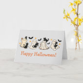 Schattige Ghost & Cat Halloween Wenskaart Kaart (Gele Bloem)