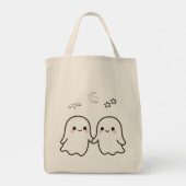 Schattige Ghost Couple Halloween Design Tote Bag (Achterkant)