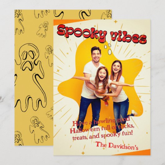 Schattige Ghost Cut Out Leuke Groet Kaart (Voorkant / Achterkant)