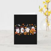 Schattige Ghost Drink Coffee Halloween Ghost Herfs Kaart (Gele Bloem)