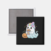 Schattige Ghost Drink Coffee Halloween Ice Coffee Magneet (Voorkant / Achterkant)
