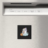Schattige Ghost Drink Coffee Halloween Ice Coffee Magneet (Insitu (Vaatwasser))