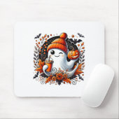 Schattige Ghost Drink Coffee Halloween Theme Spook Muismat (Met muis)