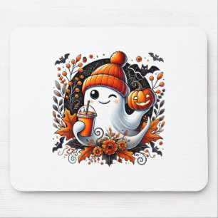 Schattige Ghost Drink Coffee Halloween Theme Spook Muismat