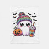 Schattige Ghost Drink Coffee Latte Ghost Boo Hallo Fleece Deken (Voorkant)