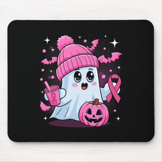 Schattige Ghost Drink Koffie Halloween Ghost Breas Muismat (Voorkant)