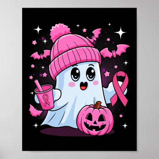 Schattige Ghost Drink Koffie Halloween Ghost Breas Poster (Voorkant)
