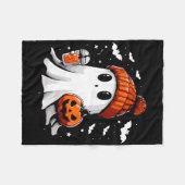 Schattige Ghost Drink Koffie Halloween Ghost Coffe Fleece Deken (Voorkant (Horizontaal))