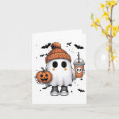 Schattige Ghost Drink Koffie Halloween Ghost Coffe Kaart (Gele Bloem)