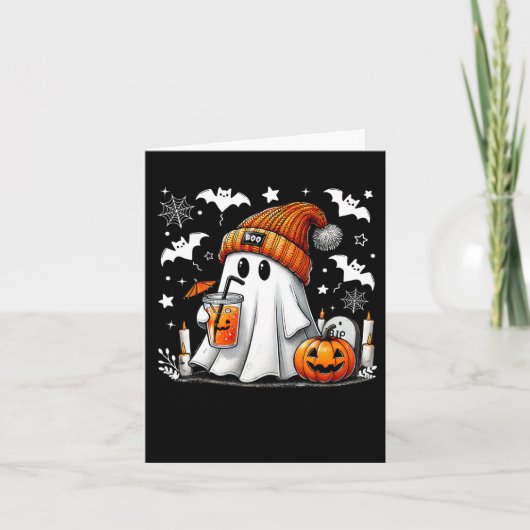 Schattige Ghost Drink Koffie Halloween Ghost Coffe Kaart (Voorkant)