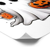 Schattige Ghost Drink Koffie Halloween Ghost Coffe Poster (Hoek)