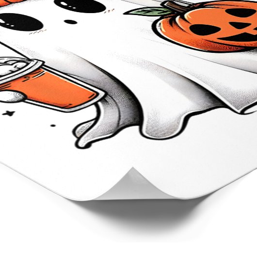Schattige Ghost Drink Koffie Halloween Ghost Coffe Poster (Hoek)