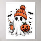 Schattige Ghost Drink Koffie Halloween Ghost Coffe Poster (Voorkant)