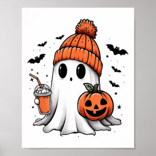 Schattige Ghost Drink Koffie Halloween Ghost Coffe Poster