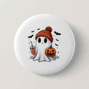 Schattige Ghost Drink Koffie Halloween Ghost Coffe Ronde Button 5,7 Cm