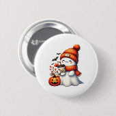 Schattige Ghost Drink Koffie Halloween Ghost Coffe Ronde Button 5,7 Cm (Voorkant /achterkant)