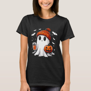 Schattige Ghost Drink Koffie Halloween Ghost Coffe T-shirt